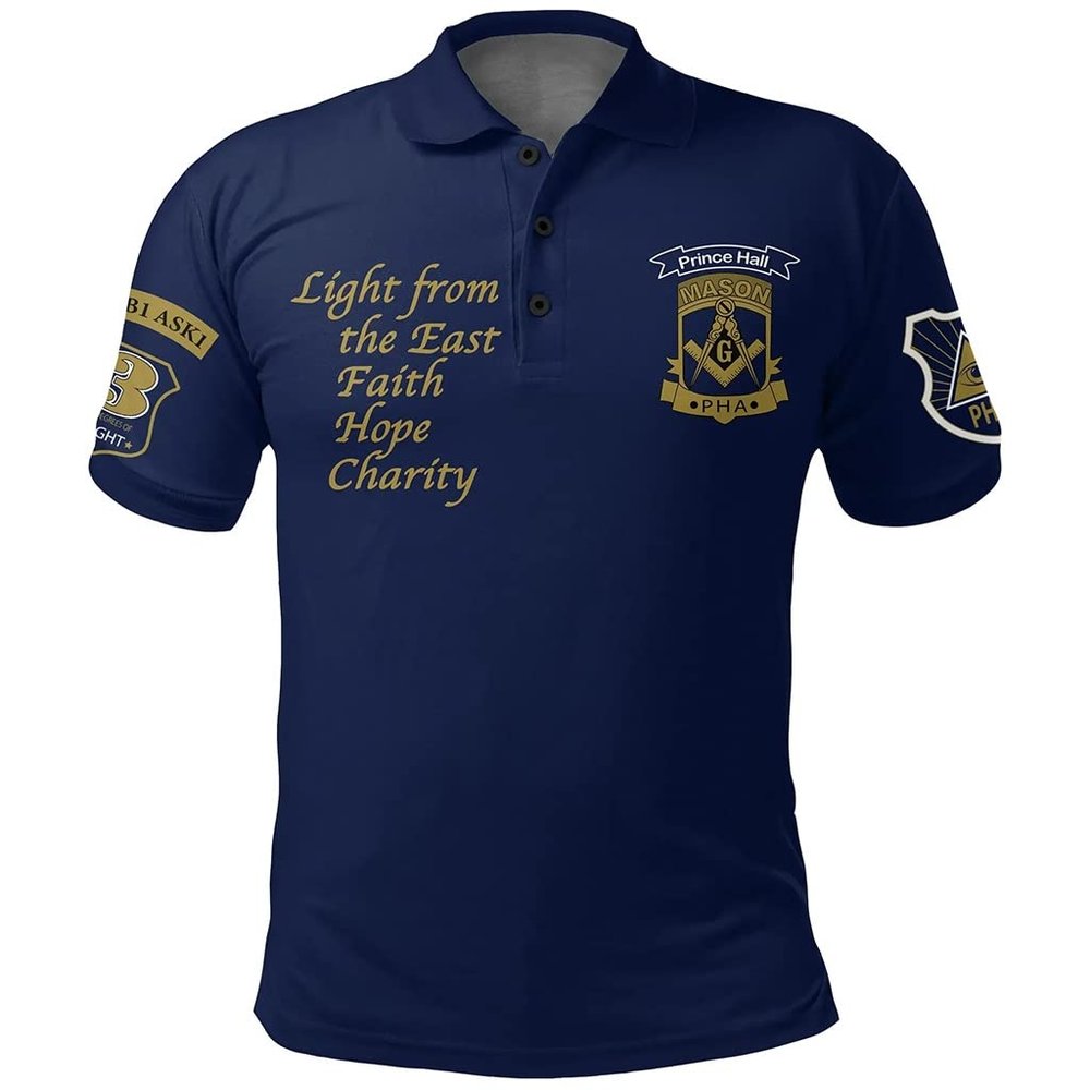 Summer Polo Shirt, Masonic Prince Hall Compass 3D Print Polo Shirt for Mens (Color : Blue, Size : XXXXXX-Large)