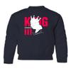 King Charles III King of England Silhouette Youth Crewneck Sweatshirt (Navy, Youth X-Large) view 1
