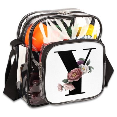 bisibuy Floral Y Letter Clear Crossbody Bag Clear Messenger Bag Shoulder Bags Clear Purse Stadium Approved for Concerts Sports Events Work Travel
