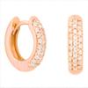 14K Gold Plated Sterling Silver Post Diamond Studded Huggie Earrings,Rose Gold Plated Small Cubic Zirconia Chunky Hoop Earrings for Women 8mm 10mm 12mm (12mm, Rose gold) view 1