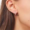 14K Gold Plated Sterling Silver Post Diamond Studded Huggie Earrings,Rose Gold Plated Small Cubic Zirconia Chunky Hoop Earrings for Women 8mm 10mm 12mm (12mm, Rose gold) view 2