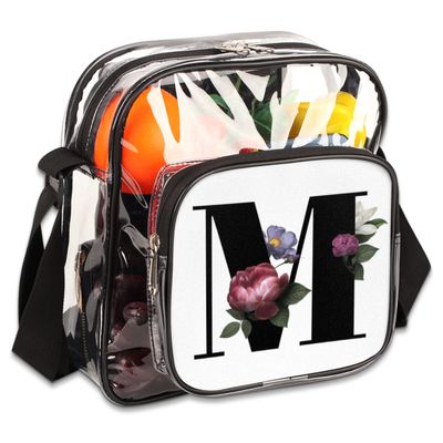 bisibuy Floral M Letter Clear Crossbody Bag Clear Messenger Bag Shoulder Bags Clear Purse Stadium Approved for Concerts Sports Events Work Travel