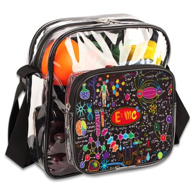 bisibuy Science Lab Education Themed Clear Crossbody Bag Clear Messenger Bag Shoulder Bags Clear Purse Stadium Approved for Concerts Sports Events Work Travel