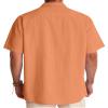 Alimens & Gentle Short Sleeve Button Down Shirts Linen Shirts for Men Cotton Summer Beach Cuban Shirts Vacation Hawaiian Shirts Persimmon Orange view 2