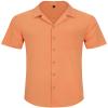 Alimens & Gentle Short Sleeve Button Down Shirts Linen Shirts for Men Cotton Summer Beach Cuban Shirts Vacation Hawaiian Shirts Persimmon Orange view 4
