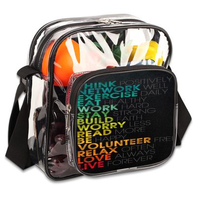 bisibuy Quotes Letters Clear Crossbody Bag Clear Messenger Bag Shoulder Bags Clear Purse Stadium Approved for Concerts Sports Events Work Travel