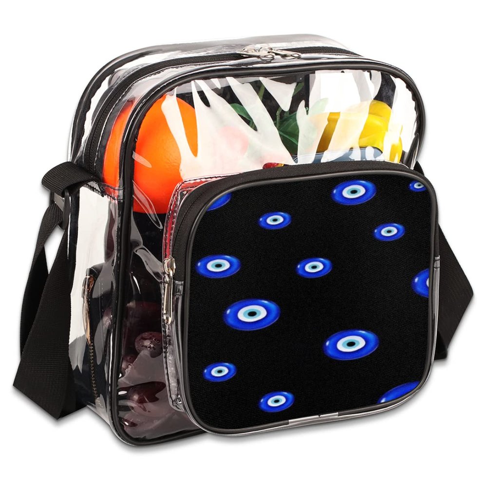 bisibuy Blue Ball Eye Clear Crossbody Bag Clear Messenger Bag Shoulder Bags Clear Purse Stadium Approved for Concerts Sports Events Work Travel