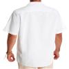 Alimens & Gentle Linen Shirts for Men Camp Short Sleeve Button Down Shirts Cotton Summer Beach Cuban Shirts Vacation Hawaiian Shirts White view 2