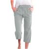 Women's Linen Wide Leg Palazzo Pants Casual Loose Drawstring Elastic Waist Pant with Pockets Cropped Paperbag Trousers view 1