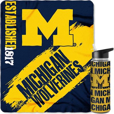 Boelter Brands Licensed NCAA Collegiate Fan Bundle includes Water Bottle and Fleece Blanket (Michigan Wolverines)