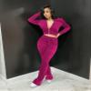 Womens 2 Piece Velour Hoodie Jogger Tracksuit Two Piece Outfits for Women, Long Sleeve Full-Zip Up Velvet Crop Tops Jacket Flared Pants Fall Lounge Matching Sets Sportswear Jogging Sweatsuit Pockets view 3