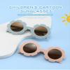 Round Flower Sunglasses Flexible Bendable Flower Glasses Cute Outdoor Beach Eyewear for Girls, Boys and Kids (Coffee) view 2
