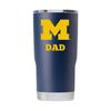 Gametime Sidekicks Michigan 20oz Navy Tumbler - Officially Licensed, 18/8 Stainless Steel, Double-walled, Vacuum-insulated, UV LED Printed Logos, Sweatless, Stays Hot/Cold - "Dad" view 1