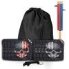 Beerpongtoss Pro Cornhole Bags Sets of 8 Regulation Professional for Tournament, Pro Approved Slick n Stick Corn Hole Beans Bags for Cornhole Games (Black/Red American Skull) view 1