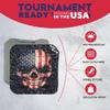 Beerpongtoss Pro Cornhole Bags Sets of 8 Regulation Professional for Tournament, Pro Approved Slick n Stick Corn Hole Beans Bags for Cornhole Games (Black/Red American Skull) view 4