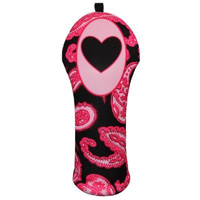 BeeJos Club Headcovers | Womens Collection-Pink Paisley | 3 Separate Sizes (Driver Fairway Hybrid) with corresponding Numbers & Microfiber Towel | Handmade in USA (Hybrid 6H)