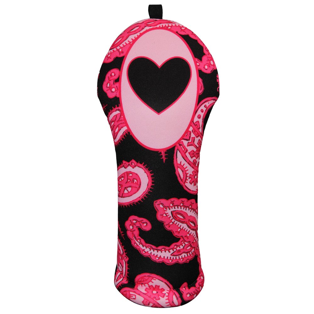BeeJos Club Headcovers | Womens Collection-Pink Paisley | 3 Separate Sizes (Driver Fairway Hybrid) with corresponding Numbers & Microfiber Towel | Handmade in USA (Hybrid 6H)