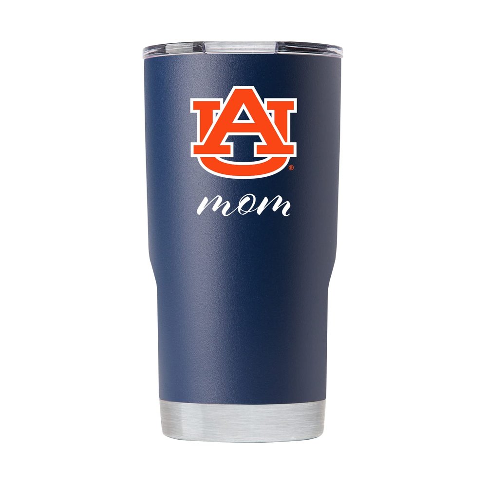 Gametime Sidekicks Auburn 20oz Navy Tumbler - Officially Licensed, 18/8 Stainless Steel, Double-walled, Vacuum-insulated, UV LED Printed Logos, Sweatless, Stays Hot/Cold - "Mom"