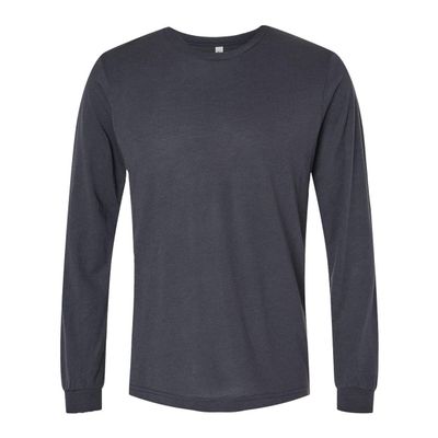 Bella Canvas Mens Triblend Long Sleeve Tee, 2XL, Solid Dark Grey Triblend