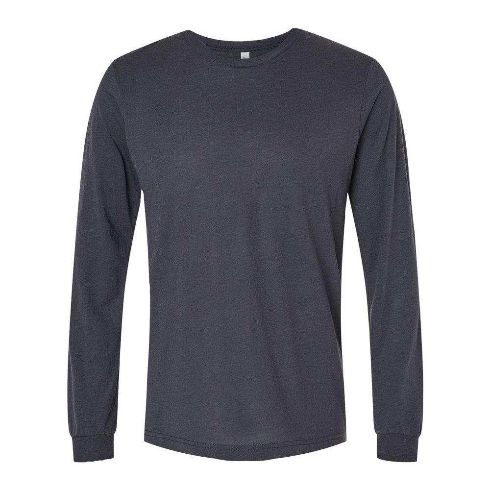 Bella Canvas Mens Triblend Long Sleeve Tee, 2XL, Solid Dark Grey Triblend