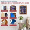 PENNZONI Medal Display Case Small- Award Display Case, Patches Display Cabinet Case, Acrylic Wall Display Case, Walnut w/Blue Felt view 2