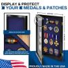 PENNZONI Medal Display Case Small- Award Display Case, Patches Display Cabinet Case, Acrylic Wall Display Case, Black w/Blue Felt view 2