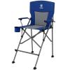 EVER ADVANCED Tall Camping Directors Chair with Cup Holder 31", Bar Height Folding Chair for Camping, Sports with Carry Bag, Mesh Pockets and Footrest, Heavy Duty 300 lbs, Blue view 1