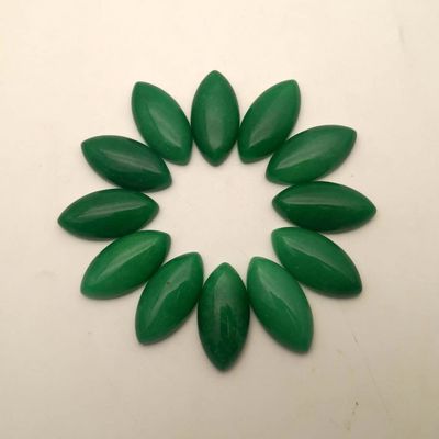 12pcs 15x30mm Marquise Shape Flat Malay Jades Natural Stone Cabochon Beads for Necklace Accessories Earrings No Hole