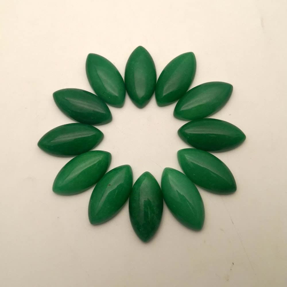 12pcs 15x30mm Marquise Shape Flat Malay Jades Natural Stone Cabochon Beads for Necklace Accessories Earrings No Hole