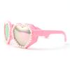 bullabulling Fashion Heart Shaped Pearl Design Sunglasses Oversize Love Glasses for Women Safety Goggles Fun Eyewear Eyeglass (pink/pearl) view 2