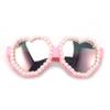 bullabulling Fashion Heart Shaped Pearl Design Sunglasses Oversize Love Glasses for Women Safety Goggles Fun Eyewear Eyeglass (pink/pearl) view 3
