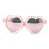 bullabulling Fashion Heart Shaped Pearl Design Sunglasses Oversize Love Glasses for Women Safety Goggles Fun Eyewear Eyeglass (pink/pearl) view 4