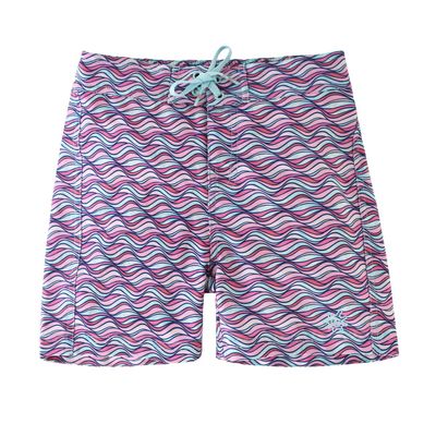 UV SKINZ Girls Board Shorts with UPF 50+ Sun Protection Girls Lined Board Shorts, Girls Swim Shorts, Swimming Bottoms for Girls - Light Pink Waves - 10