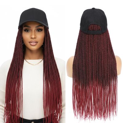 AliRobam Hat Wigs Baseball Cap with Senegalese Twist Braids Hair extensions Hat With Braided Hair attached for Black White woman (24inch, TBug)