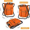 Kikerike Backpack Stool Cooler Chair Heavy Duty 300 LBS Max Load Portable Lightweight Stool Backpack Folding Fishing Cooler Seat for Camping Hunting Fishing - Orange view 2