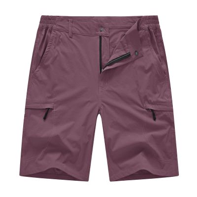 BASUDAM Men's Cargo Hiking Shorts Stretch Quick Dry Lightweight Work Shorts 6 Pockets for Camping Travel Rose Purple 40