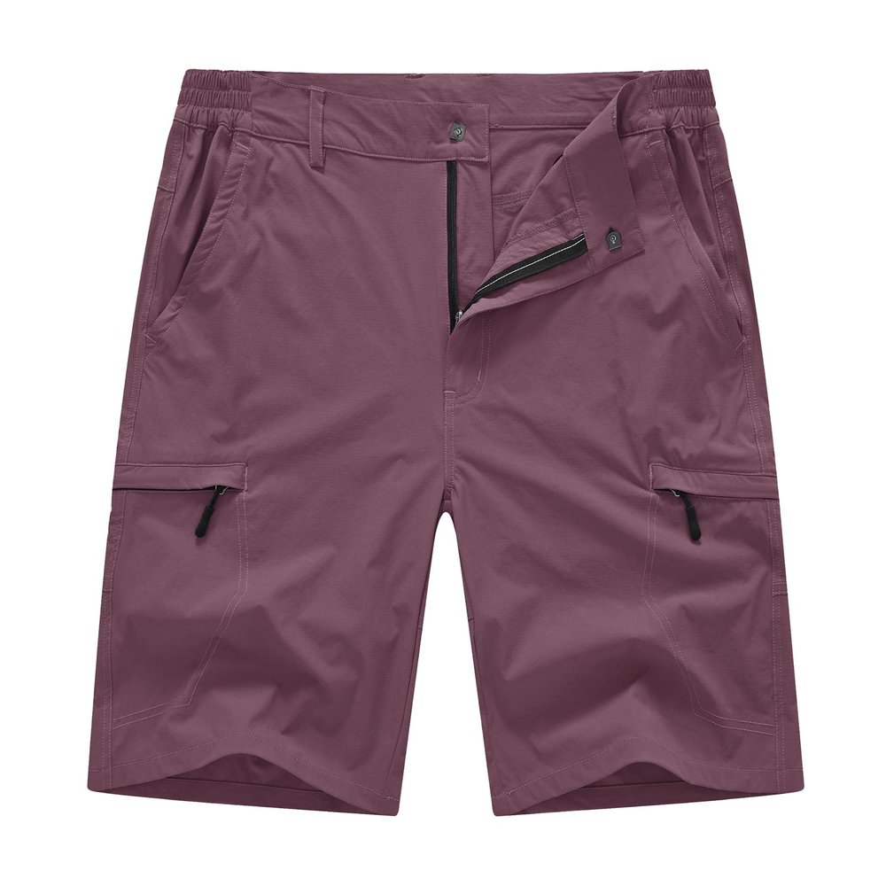 BASUDAM Men's Cargo Hiking Shorts Stretch Quick Dry Lightweight Work Shorts 6 Pockets for Camping Travel Rose Purple 40