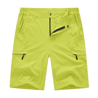 BASUDAM Men's Cargo Hiking Shorts Stretch Quick Dry Lightweight Work Shorts 6 Pockets for Camping Travel Fluorescent Green 38