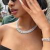 APaztip Mens Cuban Link Chain Gold 22'' Necklace Iced Out Thick Chain For Women Bling Diamond Cut Cuban Link Chains For Men Hip Hop Jewelry view 3