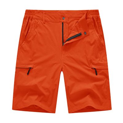 BASUDAM Men's Cargo Hiking Shorts Stretch Quick Dry Lightweight Work Shorts 6 Pockets for Camping Travel Orange 40