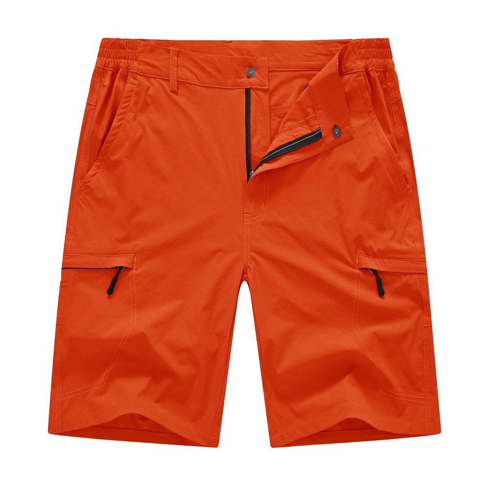 BASUDAM Men's Cargo Hiking Shorts Stretch Quick Dry Lightweight Work Shorts 6 Pockets for Camping Travel Orange 40