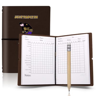 Aliennana Golf Notebook Back Pocket Leather Golf Scorecard Book (Dark Brown)