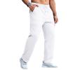 CTU Mens Fashion Baggy Sweatpants Lightweight Workout Cargo Sweatpants Athletic Pants Open Bottom Joggers with Pockets White view 4