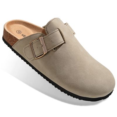BULLIANT Clogs Slippers Sandals Nurse Work Shoes Men Women,Fleece-Lined Upper+Memory FOAD Cushioned Cork-Footbed(Camel-13 Women/11 Men)
