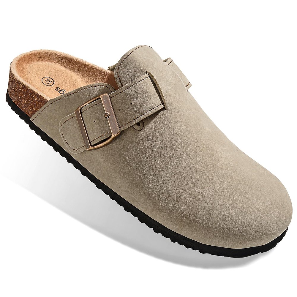BULLIANT Clogs Slippers Sandals Nurse Work Shoes Men Women,Fleece-Lined Upper+Memory FOAD Cushioned Cork-Footbed(Camel-13 Women/11 Men)