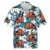 228CLOSET Navy Hawaiian Shirt for Men - Container Truck Button Down Shirt Men, Mens Hawaiian Shirt Set 27 Size S view 1
