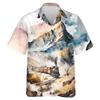 228CLOSET Subway Train Hawaiian Shirt for Men - Watercolor Mountain Button Down Shirt Men, Mens Hawaiian Shirt Set 27 Size L view 1