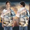 228CLOSET Subway Train Hawaiian Shirt for Men - Watercolor Mountain Button Down Shirt Men, Mens Hawaiian Shirt Set 27 Size L view 2