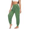 Aflyko Women Dance Pants Green Alligator Skin Boho Trousers Yoga Sweatpants Casual Sportwear Relaxed Fit Workout Harem Athletic Pants, L view 1