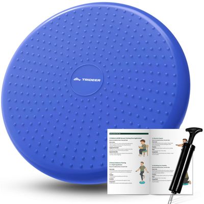 Trideer Wobble Cushion with Inflation Pump - Wiggle Seat for Sensory Kids(Multiple Colors), Balance Disc (Extra Thick)